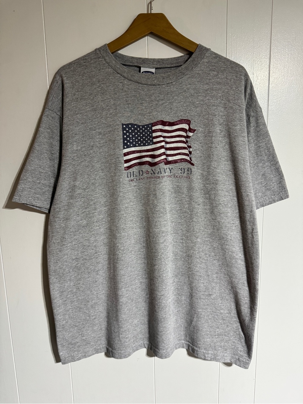 Vintage Old Navy American Flag T-shirt 1999 Grey Tee Summer 99 Graphic Shirt